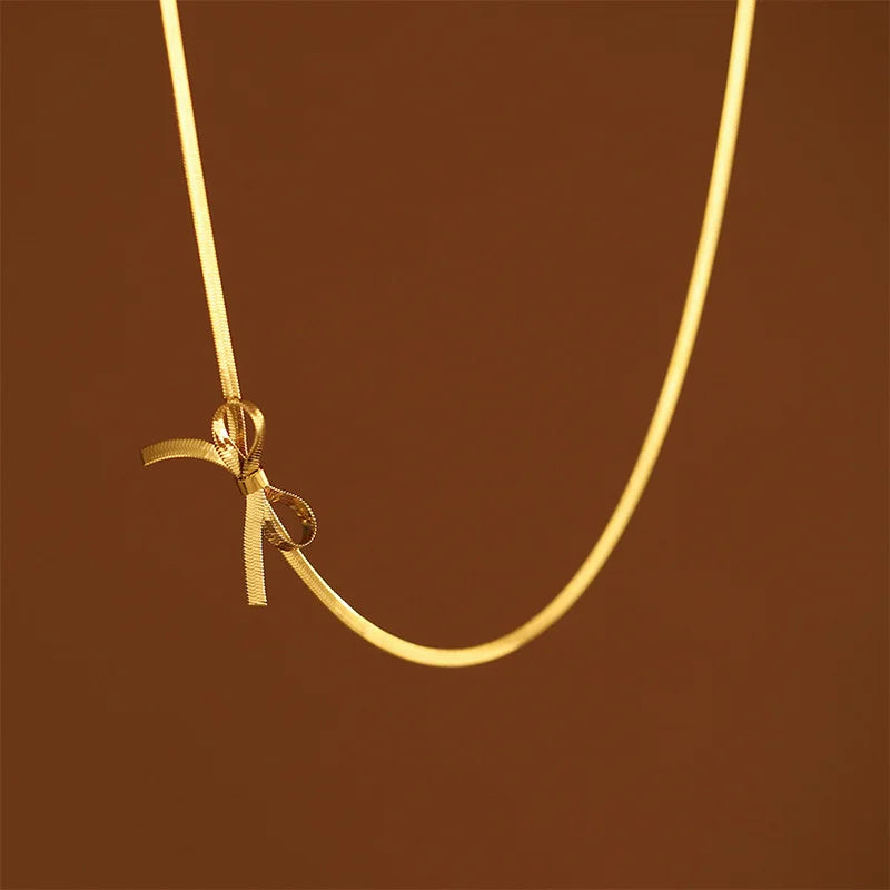 Treasure's Bowknot Gold Plated Necklace