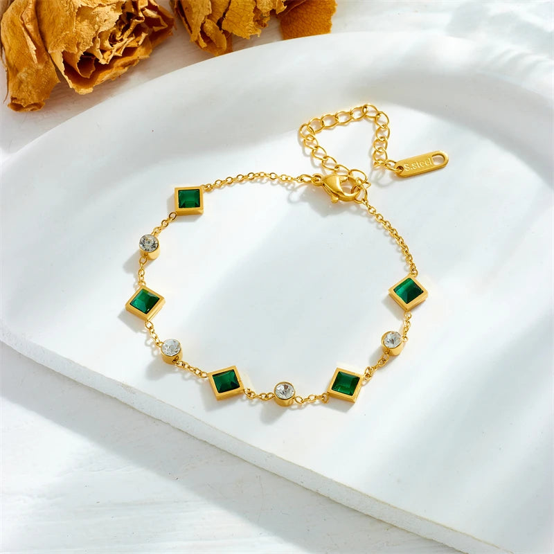 Treasure's Green White Zircon Bracelet