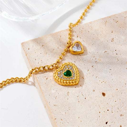 Treasure's Double Heart Crystal Bracelet