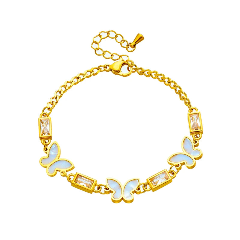 Treasure's White Crystal Butterfly Bracelet