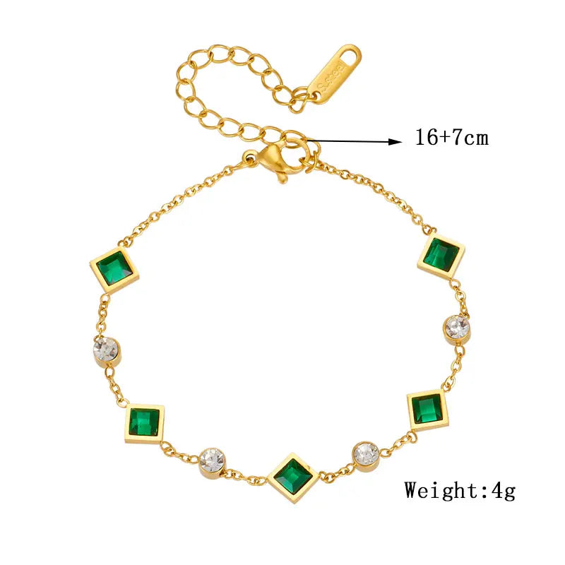 Treasure's Green White Zircon Bracelet
