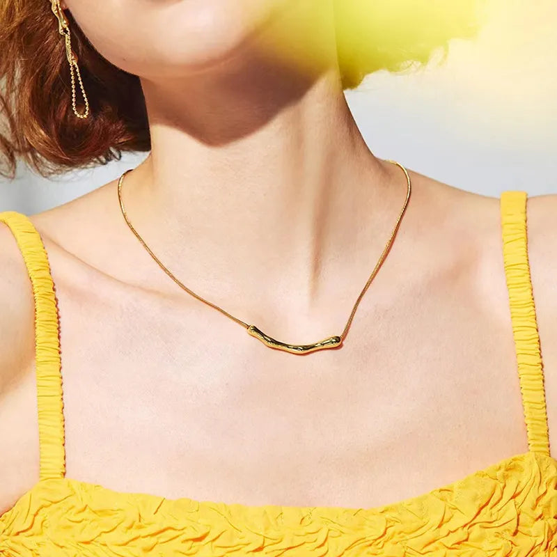 Treasure's Simple Stainless steel Gold Color Collarbone Chain
