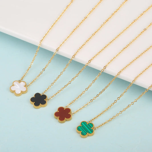 Treasure's High Quality Plant Five Leaf Flower Necklace
