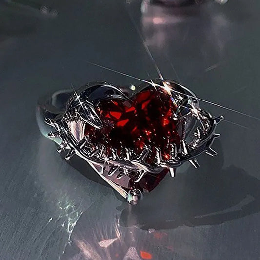 Treasures Red Crystal Heart Irregular Ring