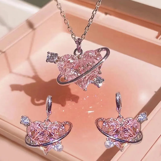 Treasure's Pink Heart Jewelry Set