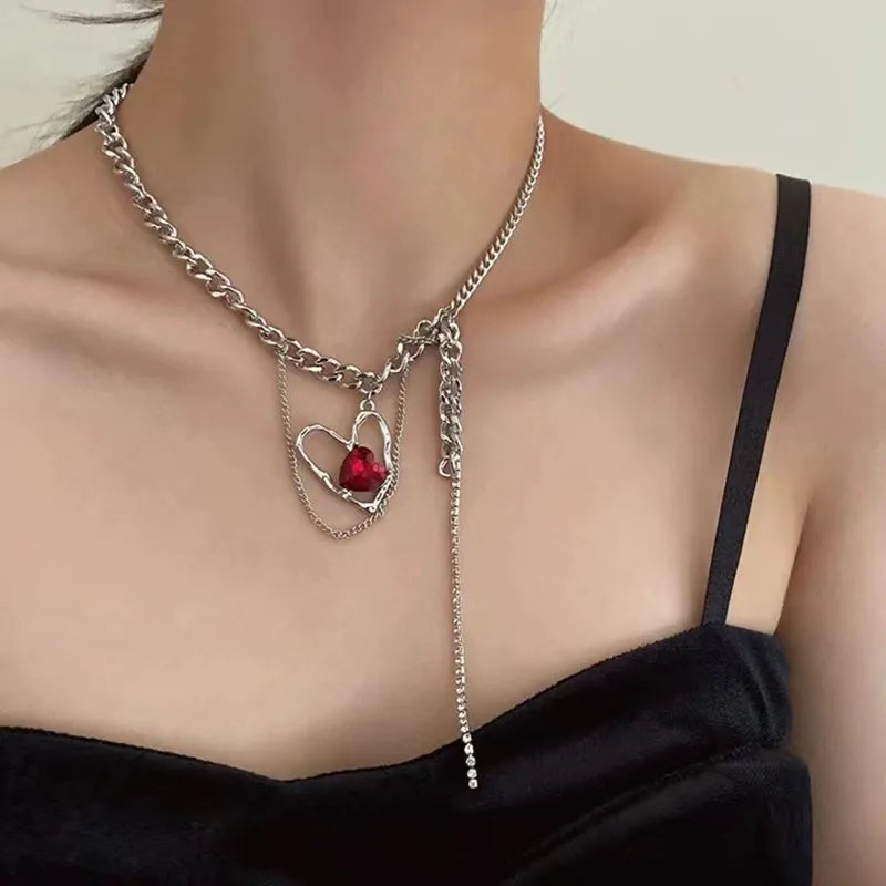 Treasure's Red Zircon Rose Necklace